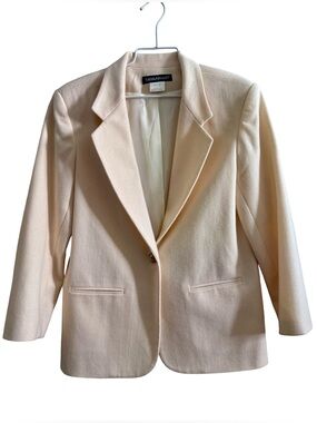 Woolmark 100% Pure New Wool Ivory Blazer Savannah Size 8 Petite